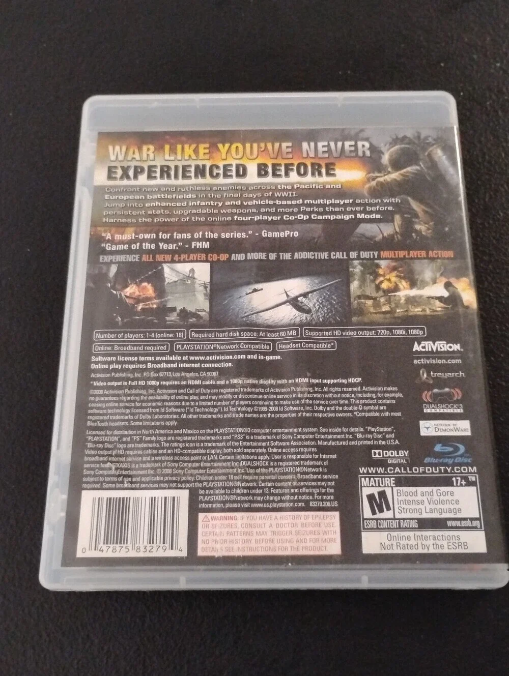 Call of Duty: World at War (Sony PlayStation 3, PS3) CIB - Complete with Manual